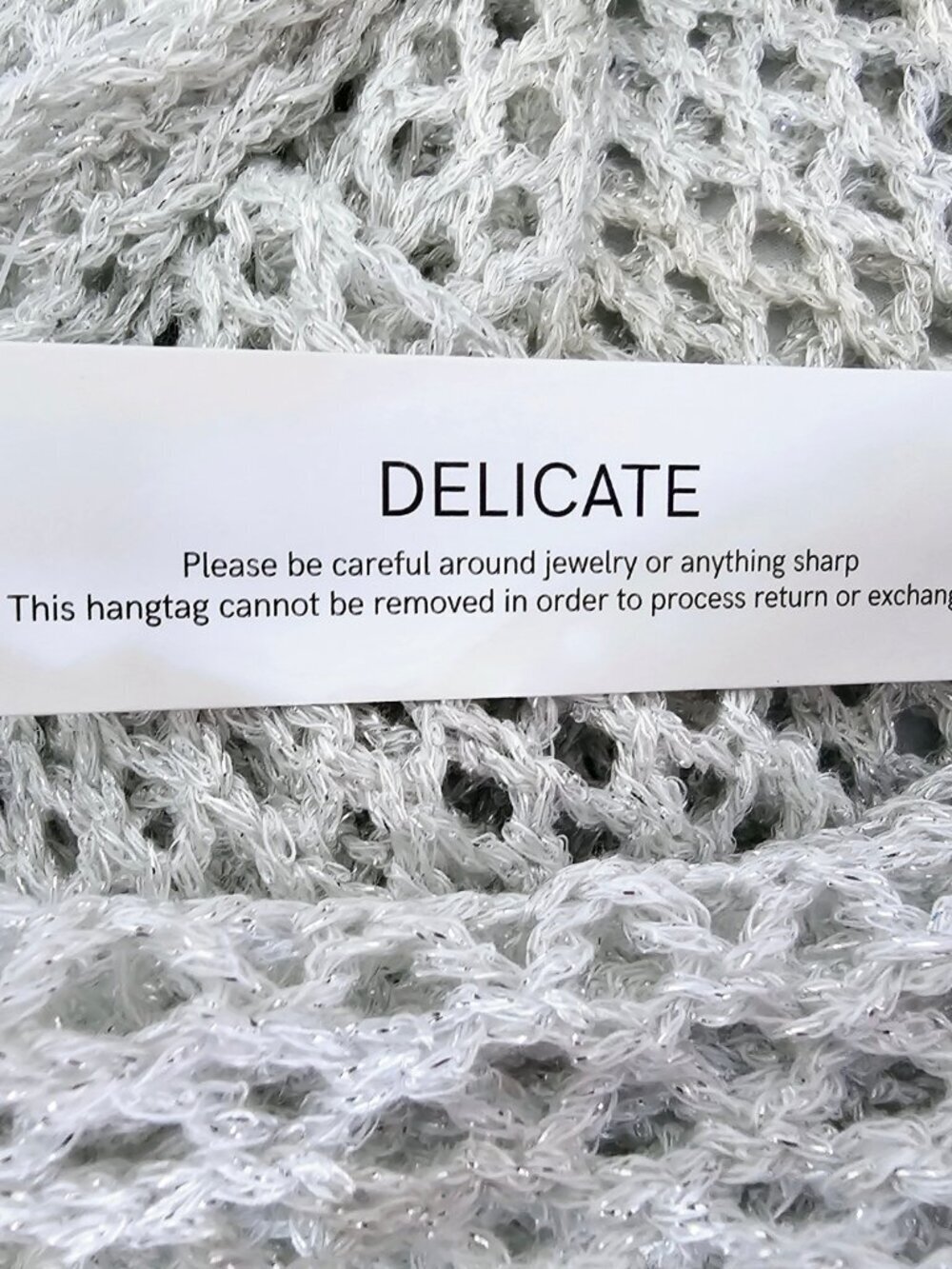π New With Tag π Venus Open Stitch Shimmer Sweater, Light Silver, Size XS - Picture 7 of 8